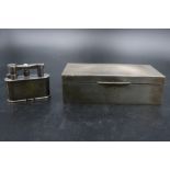 Large Hallmarked Silver Cigarette Box & Dunhill Table Lighter