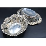 Antique Solid Silver Pin Dishes Dated 1902