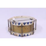 Early 20th Century Snare Drum 15" Diameter, Blue & White