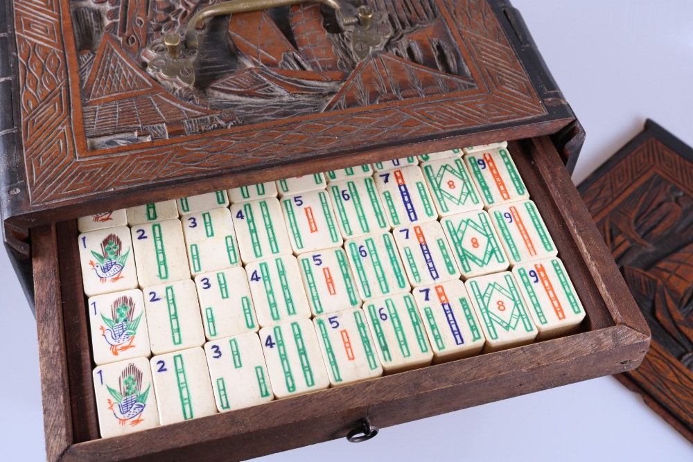 Chinese Ox Bone & Bamboo Mah Jongg Set with Chad Valley Instructions & Score Card - Image 16 of 18