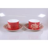 Pair of Patrick Frey "Porcelaine de limoges" Cups & Saucers