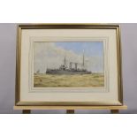 Watercolour WW1 Destroyer x 2 Signed T.Robinson