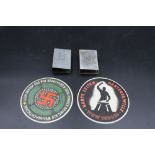 Pair of WW2 German Matchbox Covers & Propaganda Badges