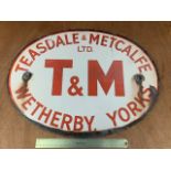 Enamel Oval Sign - TEASDALE & METCALFE WETHERBY