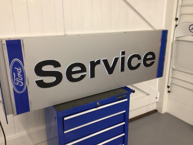 Original double sided and illuminated Ford Dealer Service sign