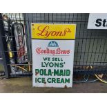Enamel Lyons Cooling News Ice Cream double sided sign
