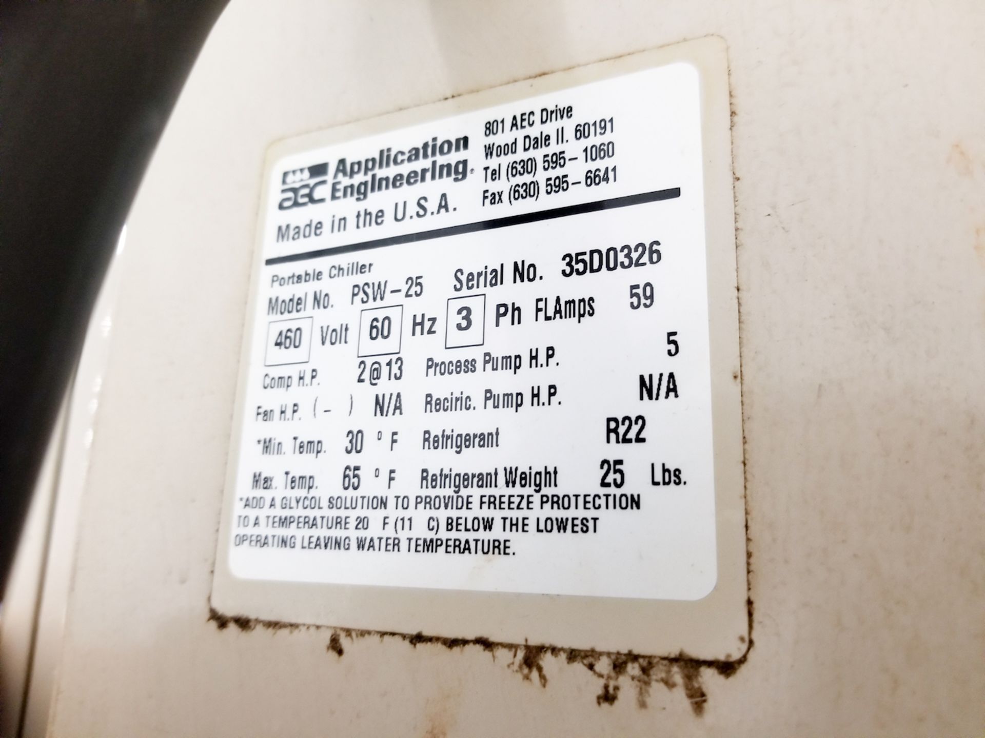 AEC Model PSW-25 Portable Chiller 460V, 60HZ - Image 3 of 3