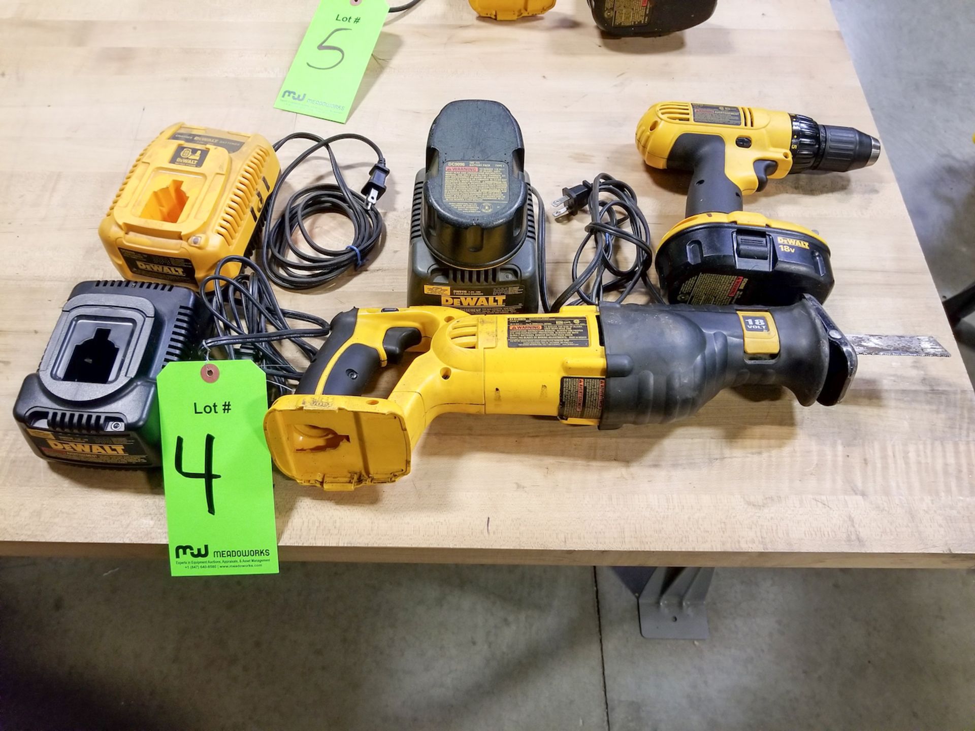 Dewalt Model DC385 Reciprocating Saw with (1) Dewalt 3/8" Drill; (2) Batteries; (1) Charger