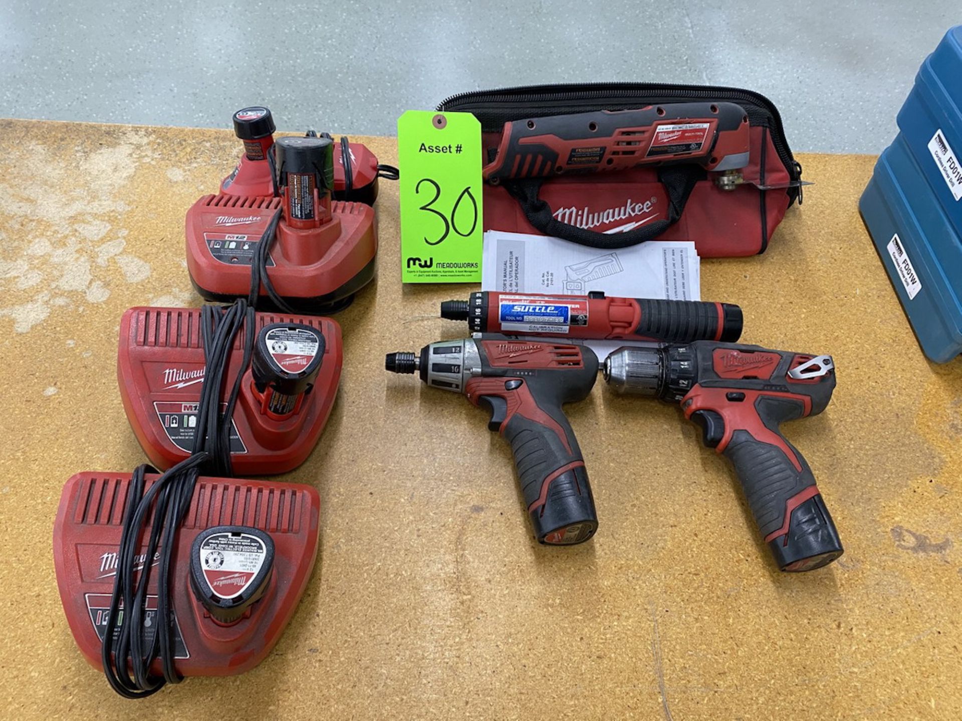 Lot of (4) Assorted Milwaukee Lithium Ion Power Tools and Batteries