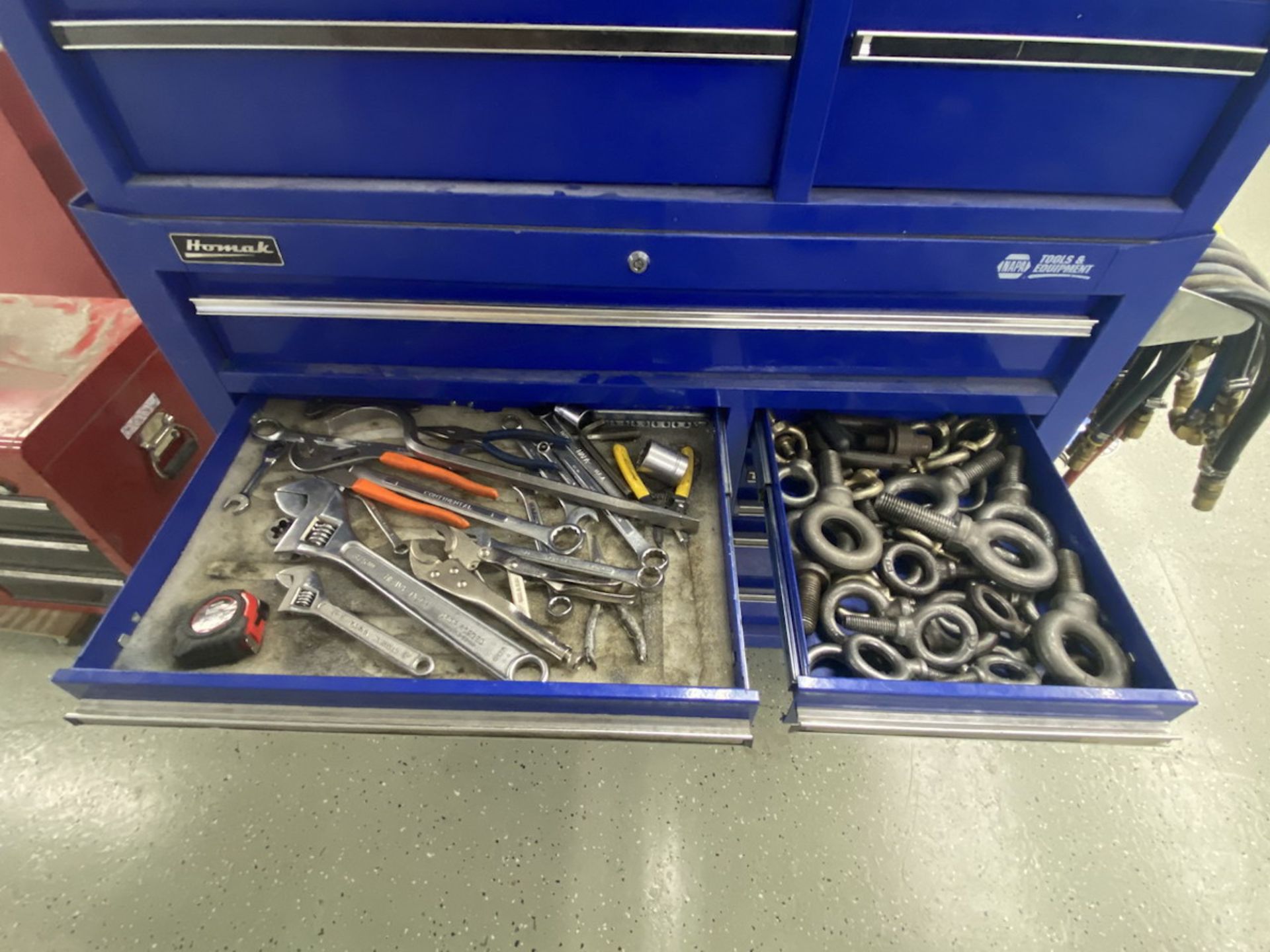 Homak 42"x 18" Tool Box & Contents Incl. Screwdrivers, Pliers, Eye Bolts, Air Hoses, Hose Fittings - Image 9 of 14