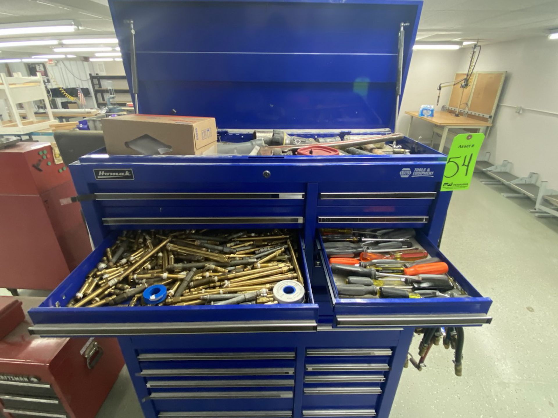 Homak 42"x 18" Tool Box & Contents Incl. Screwdrivers, Pliers, Eye Bolts, Air Hoses, Hose Fittings - Image 6 of 14