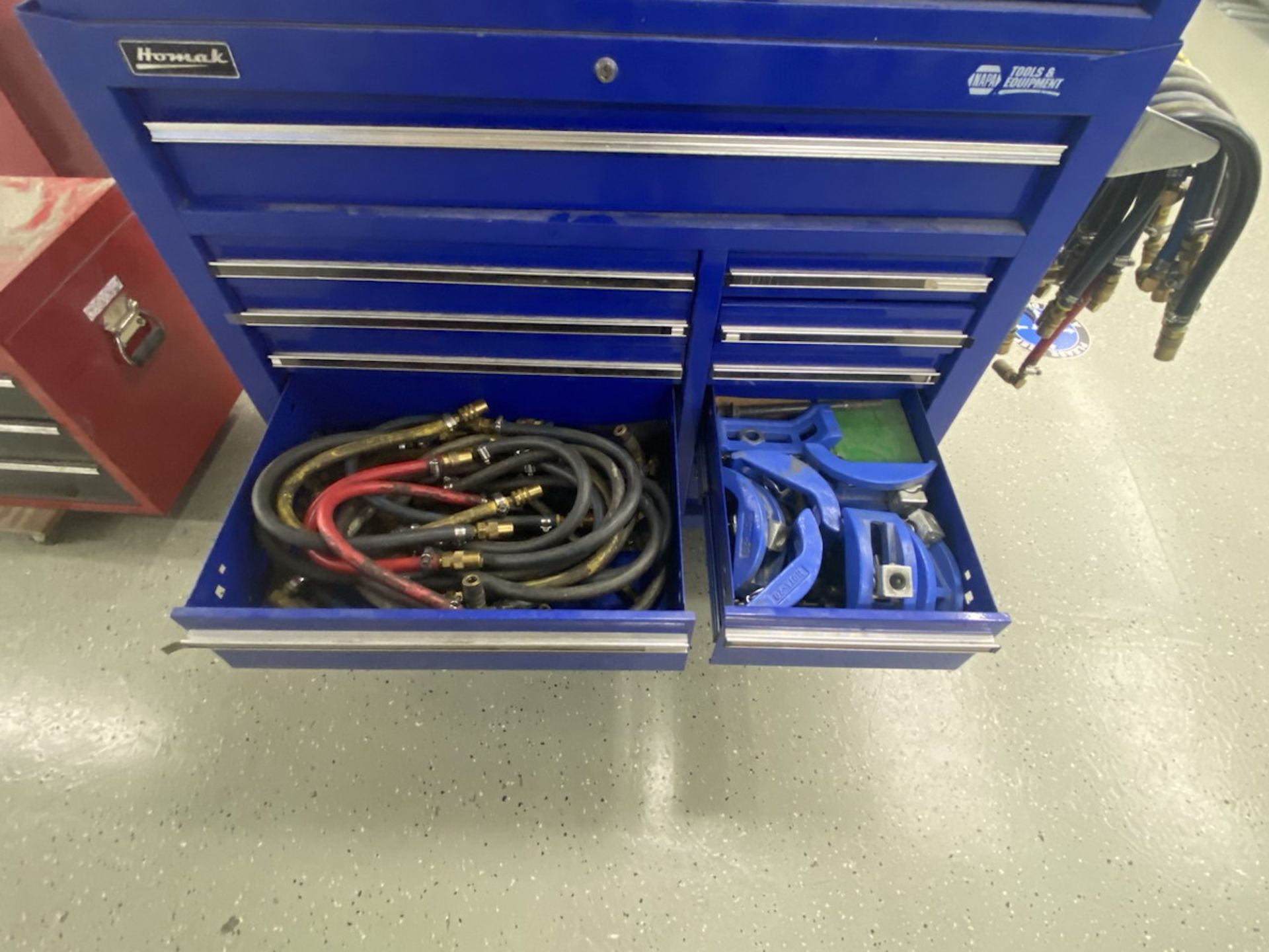 Homak 42"x 18" Tool Box & Contents Incl. Screwdrivers, Pliers, Eye Bolts, Air Hoses, Hose Fittings - Image 12 of 14