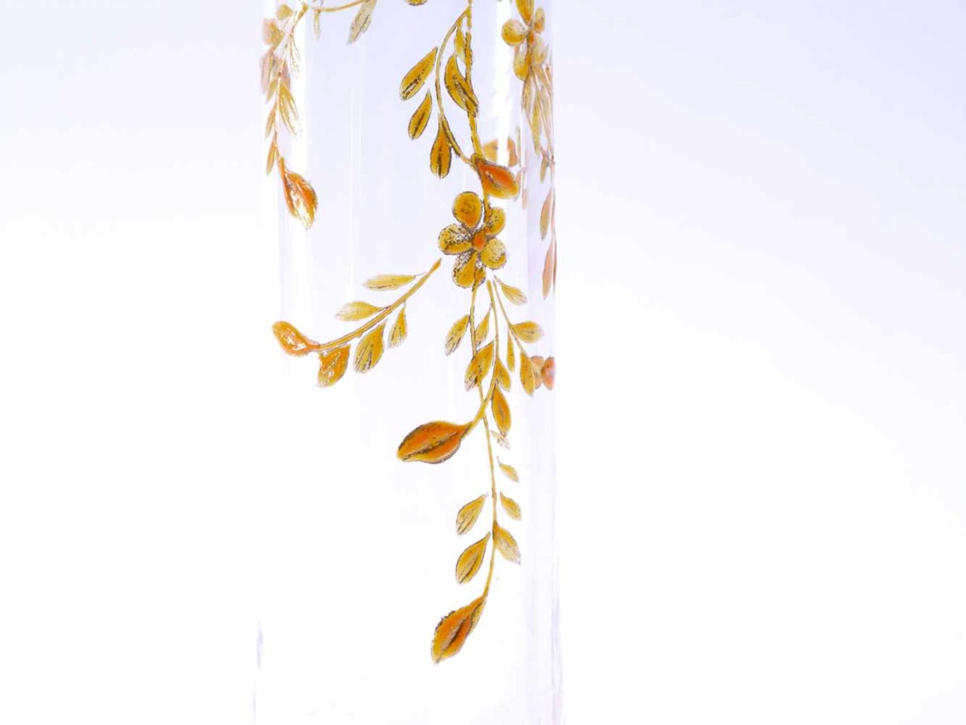 Jugendstil Vase wohl Ludwig Moser Karlsbad um 1890Farblos geblasenes Glas mit nach oben hin in - Bild 4 aus 7