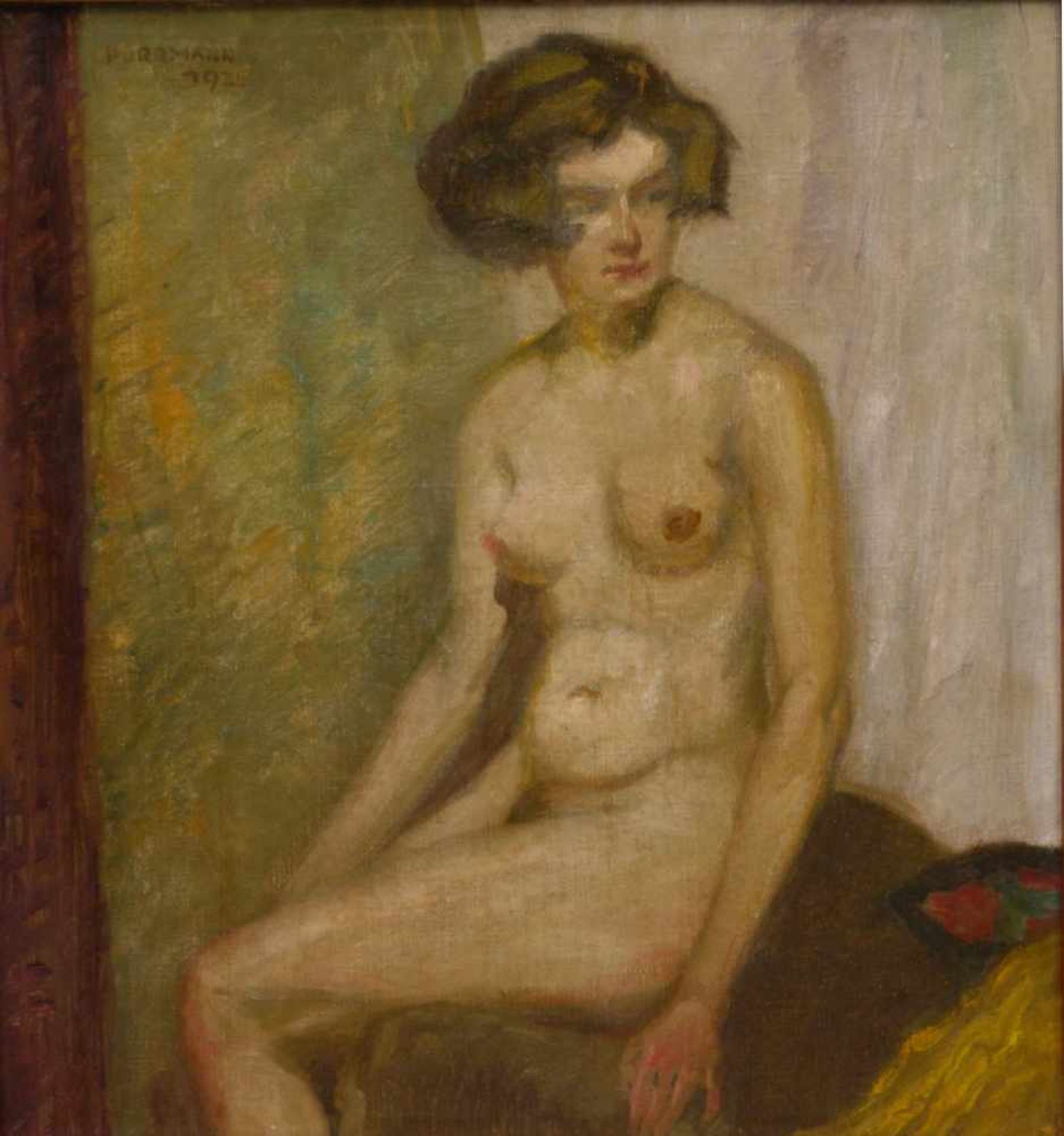 Purrmann, Karl (1877-1966) - Sitzende Schöne 1925Weiblicher Akt, auf der Kante eines Bettes - Bild 2 aus 4