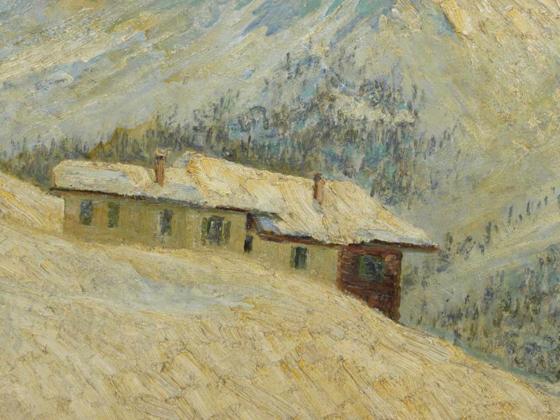 Koch, Michel (1853-1927) - Winterlandschaft Arosa 1915Winterliche Gebirgslandschaft mit idyllisch - Image 3 of 6