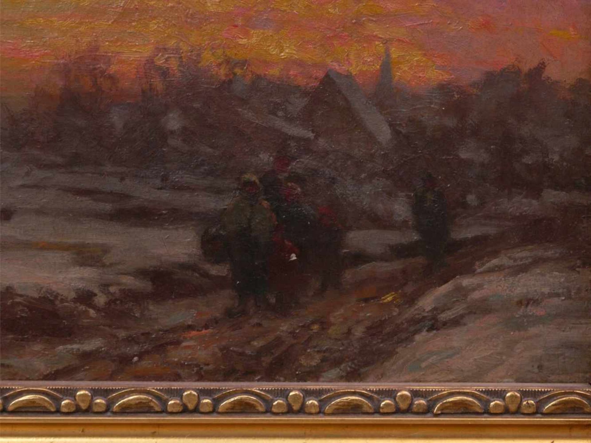 Pieper, Christian (1834-1934) - WinterlandschaftDörfliche Landschaft vor einem rot eingefärbten - Bild 3 aus 5