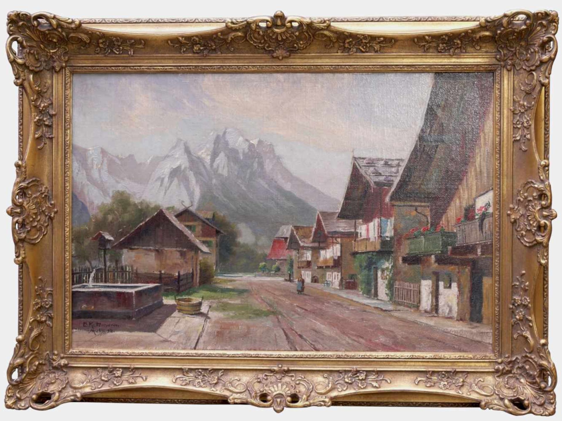 Kettemann, Erwin (1897-1971) - Frühlingsstraße München 1922Großformatiges Gemälde des Gebirgsmalers.