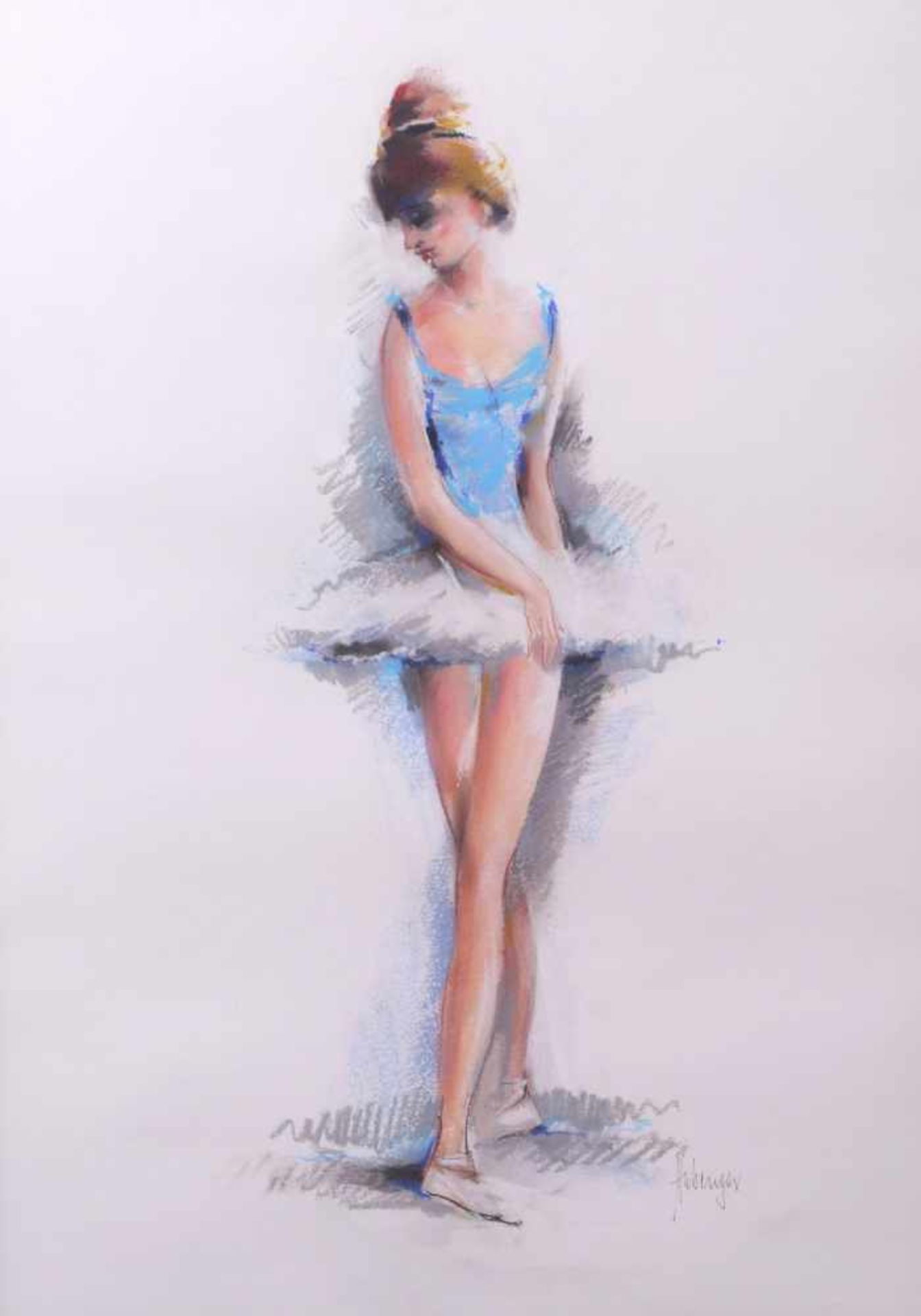 Huberger, Tugomir (1931-2001) - BallerinaIn Grundposition stehende junge Tänzerin in Ballettrikot - Bild 2 aus 4