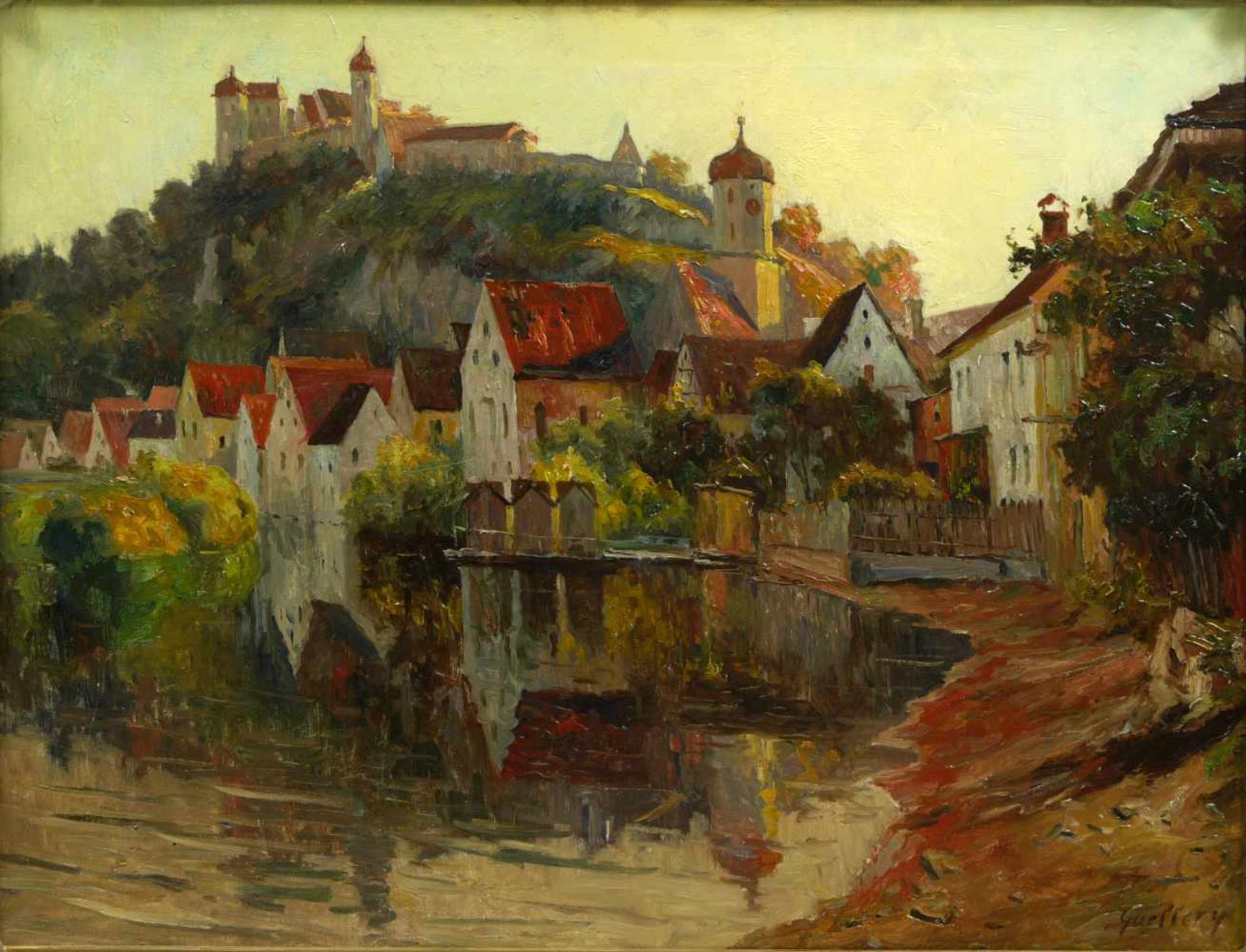 Guillery, Franz Paul Maria (1862-1933) - Blick auf Harburg a. d. WörnitzRomantische Darstellung - Image 2 of 6