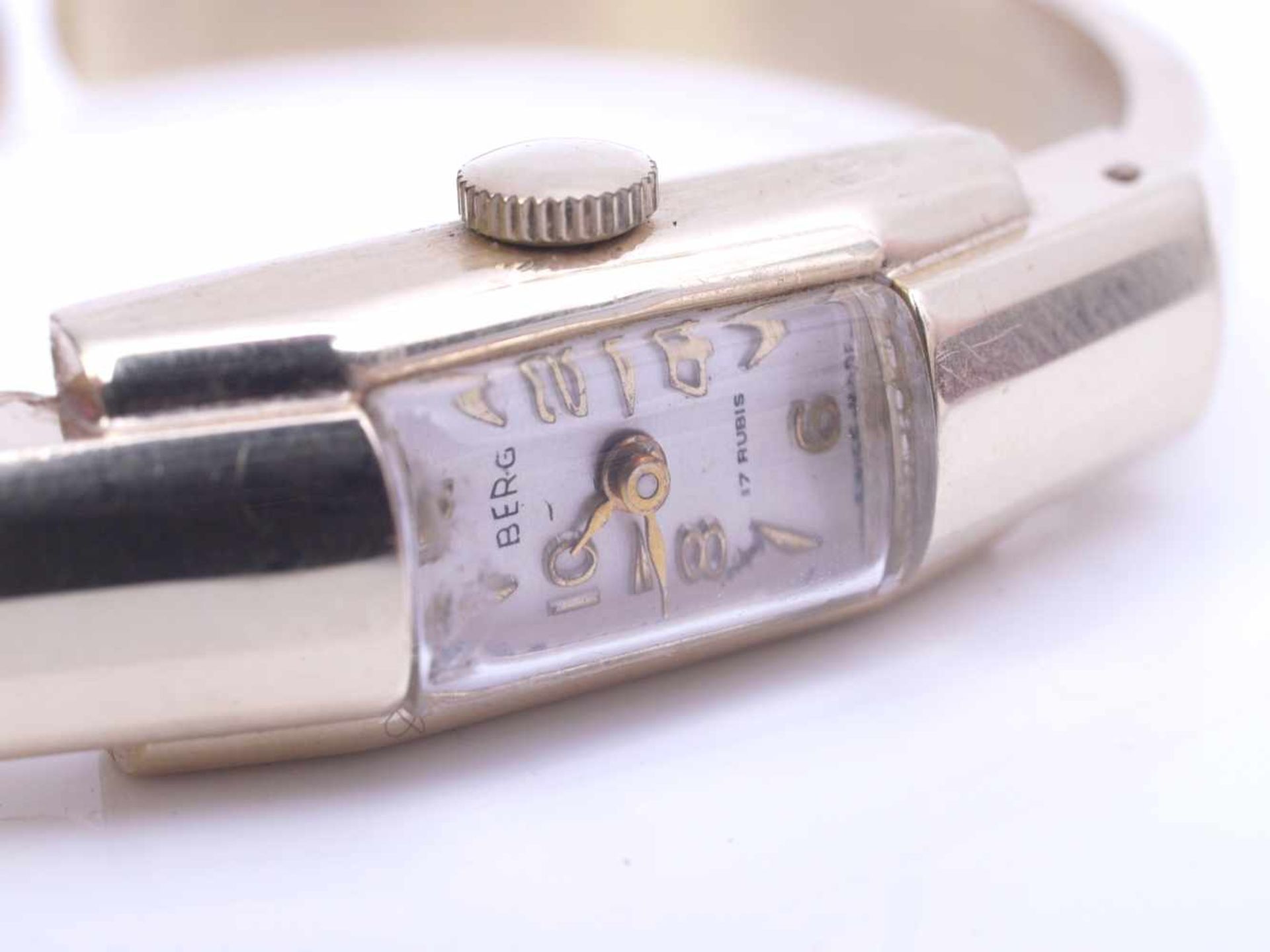Damenarmbanduhr Berg Parat GG 585Spangenuhr mit einem schmalen Armband aus zwei Goldbügeln. - Bild 3 aus 4
