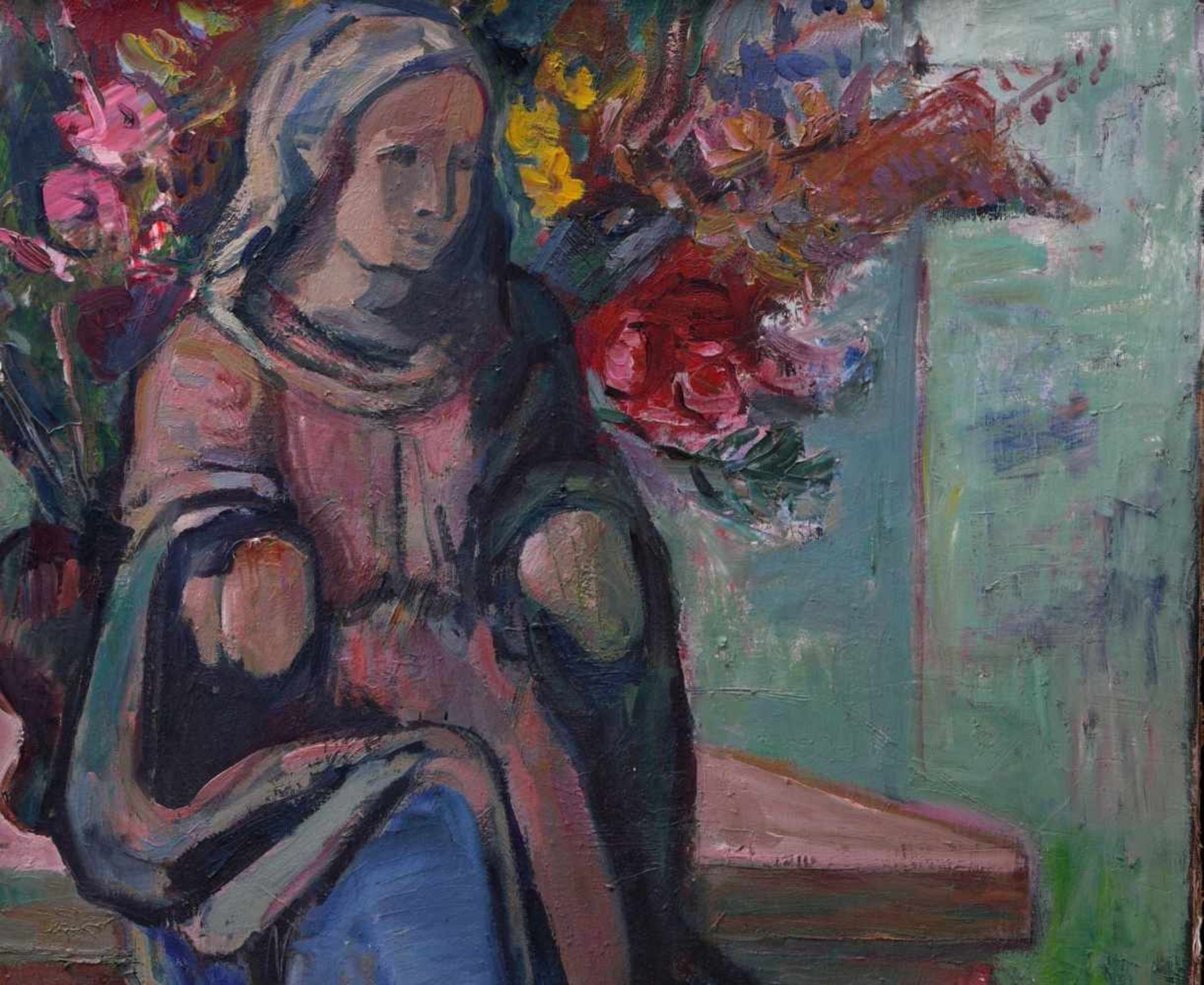 Raumberger, Wilhelm Manfred (1931-2003) - Stillleben mit Madonnenfigur 1975Der Maler lässt die Figur - Image 2 of 4