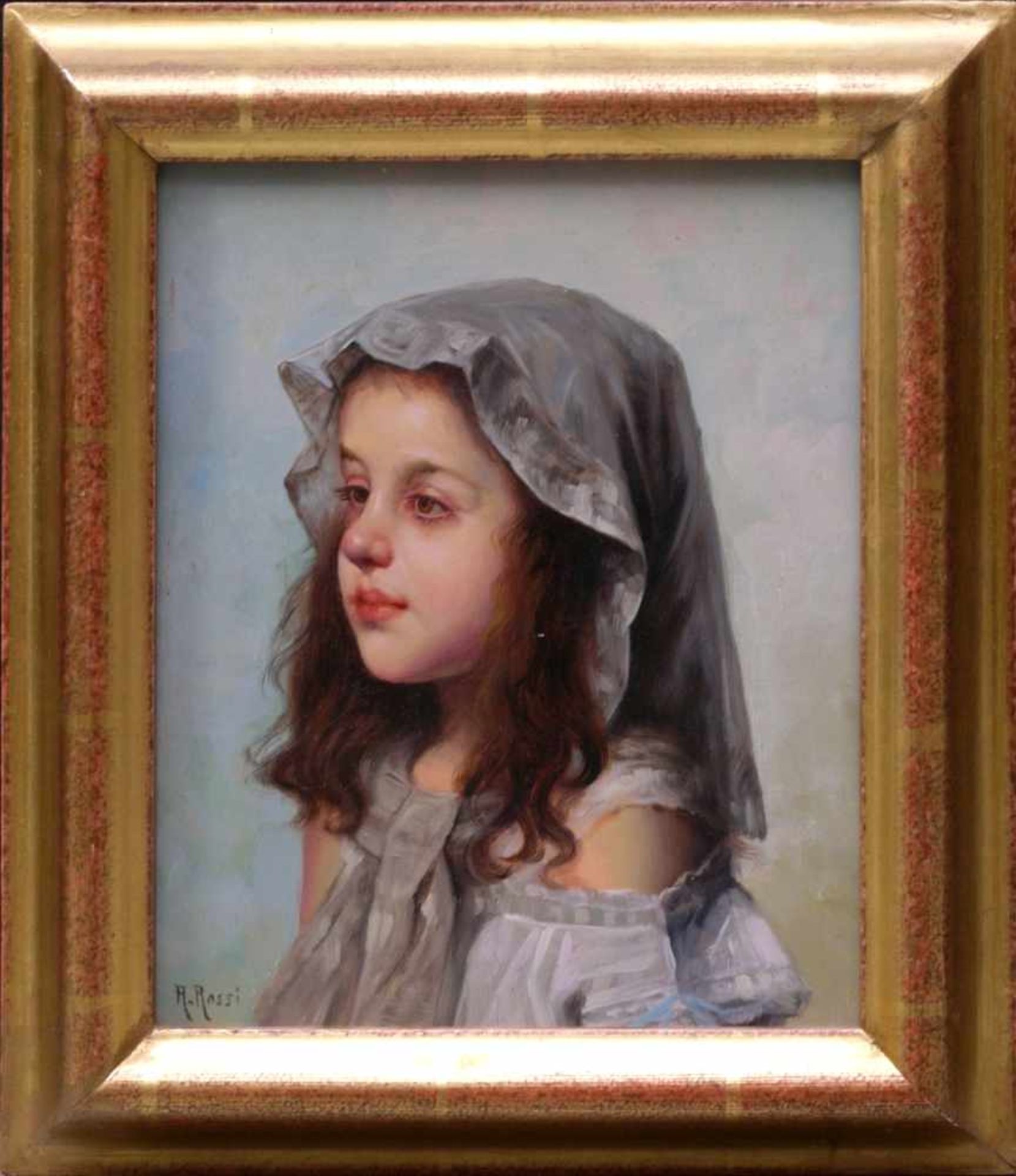 Rossi, Alberto (1858-1936) - Portrait enes jungen MädchensFein und detailreich ausgeführtes