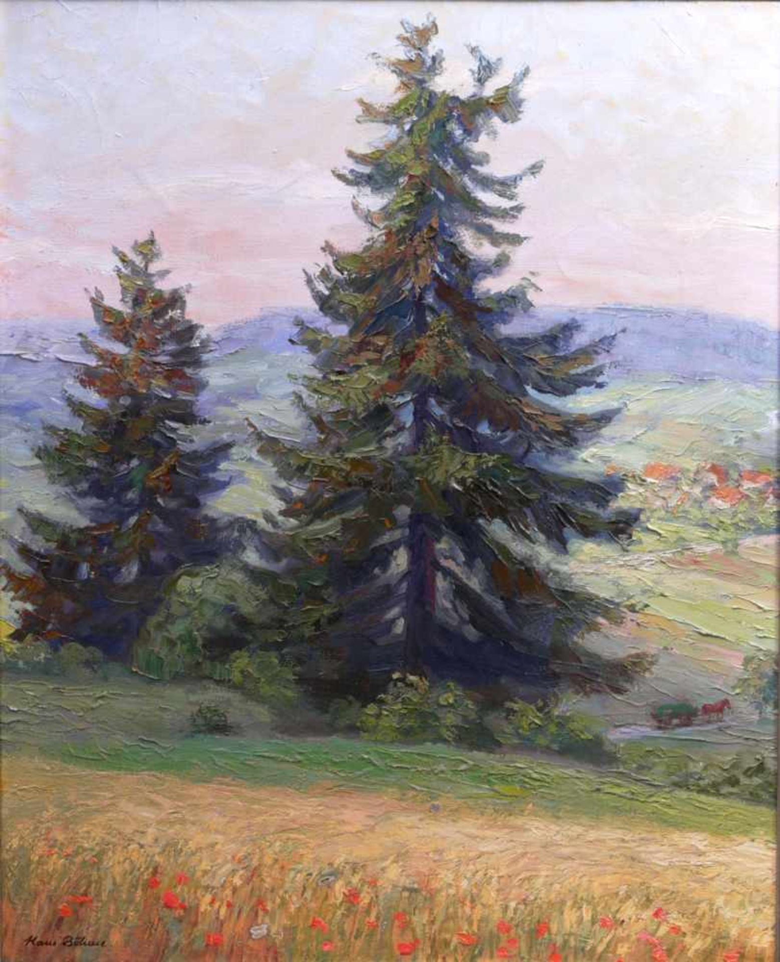 Böhme, Hans (1905-1982) - Felderlandschaft mit großer TanneDer Blick des Betrachters wird über ein - Bild 2 aus 5