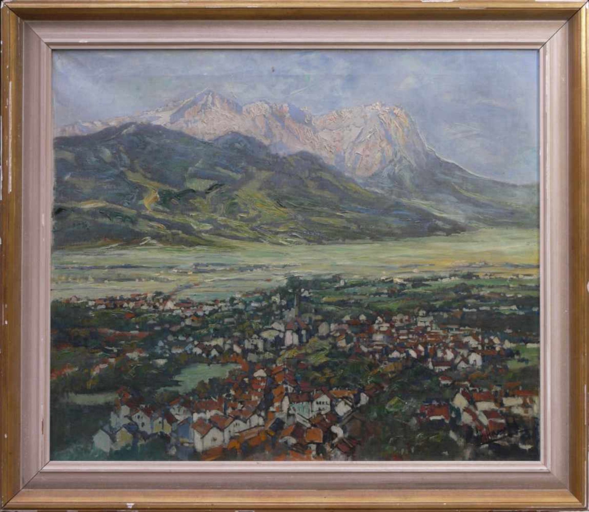 Hamel, Prof. Otto (1866-1950) - Garmisch Partenkirchen mit ZugspitzeGroßformatiges