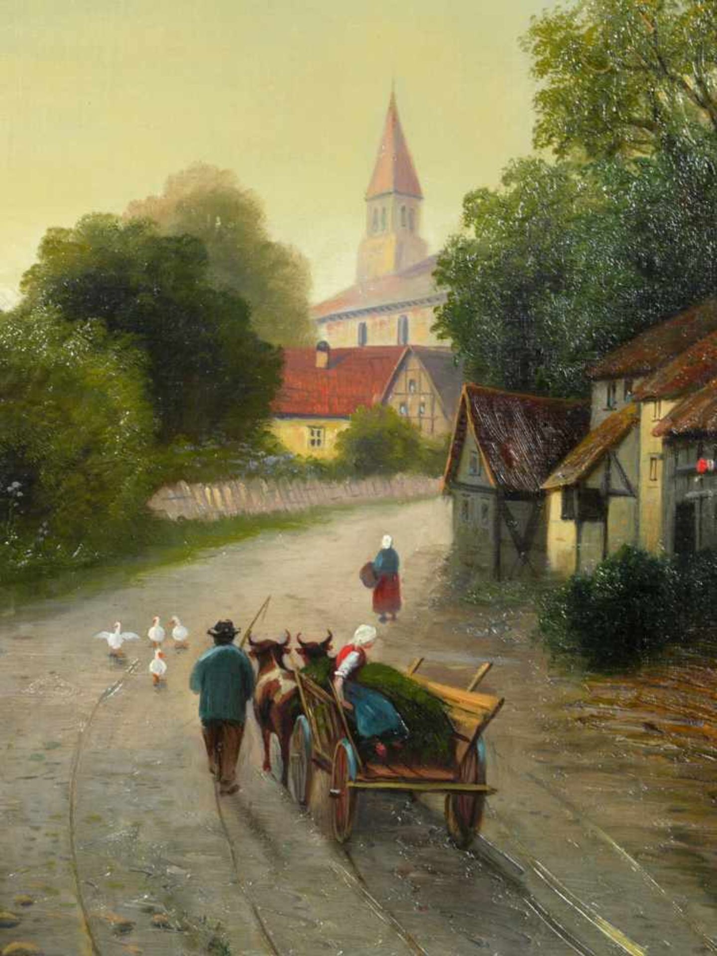 Moser, Herrmann (1835-?) - Dorfstraße in NiederbayernBlick in eine typisch bayerisch dörfliche - Image 6 of 6