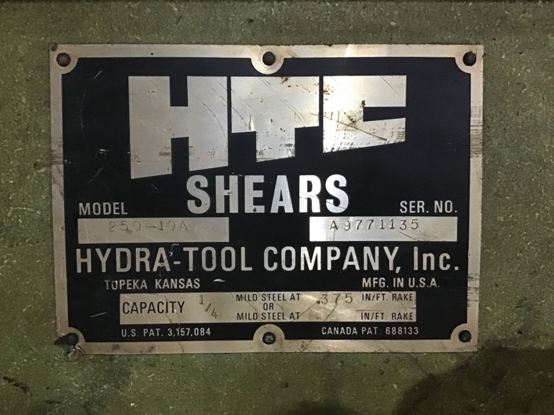 HTC 250-10A Shear cap 1/4 mild Steel .375 - Image 2 of 4