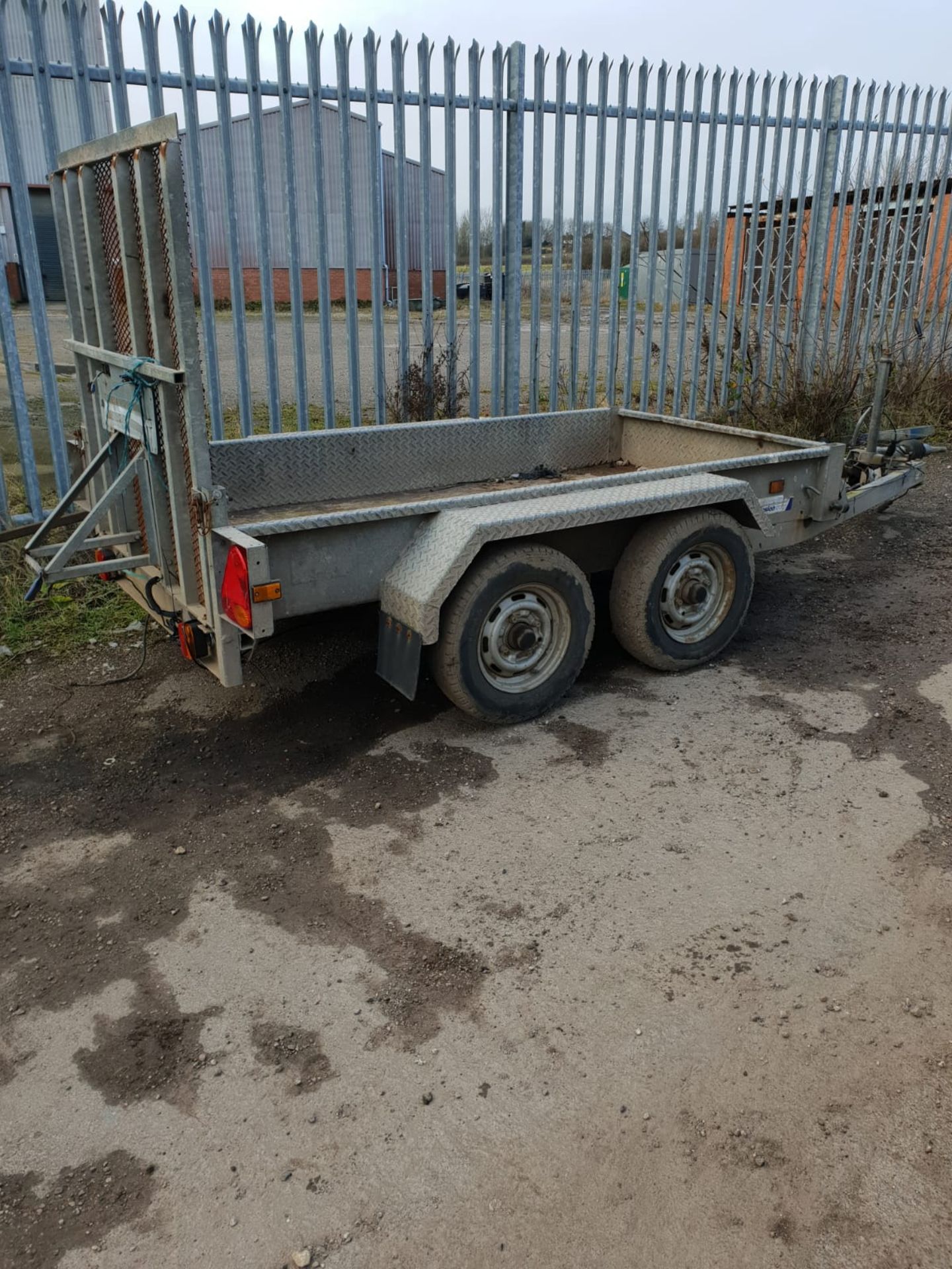 INDESPENSION TWIN AXLE MINI DIGGER PLANT TRAILER GOOD CONDITION SOLID FLOOR, GOOD TYRES *NO VAT*