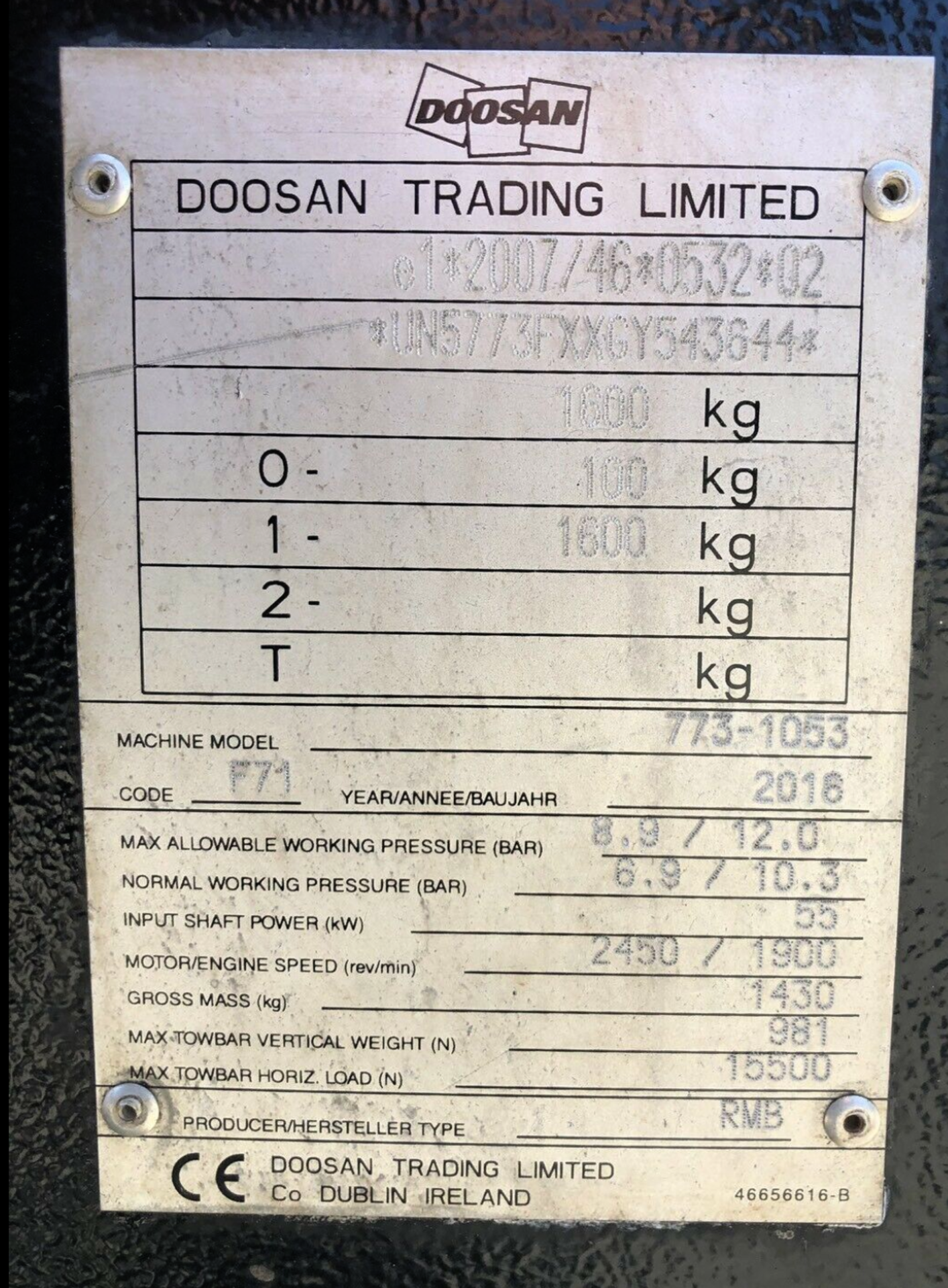 2016 DOOSAN 250CFM SCREW COMPRESSOR - Image 7 of 7