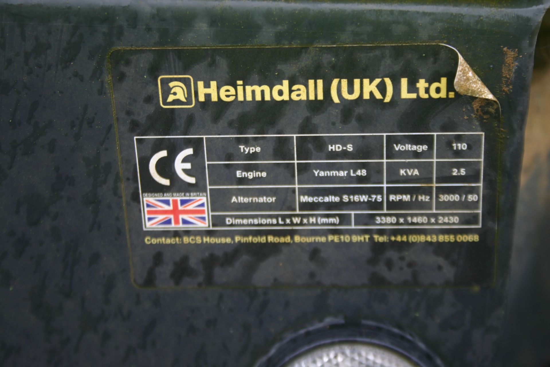 HEIMDALL HD-S SINGLE AXLE TOWABLE LIGHTING TOWER, YEAR 2016, YANMAR K48 ENGINE *PLUS VAT* - Image 8 of 9