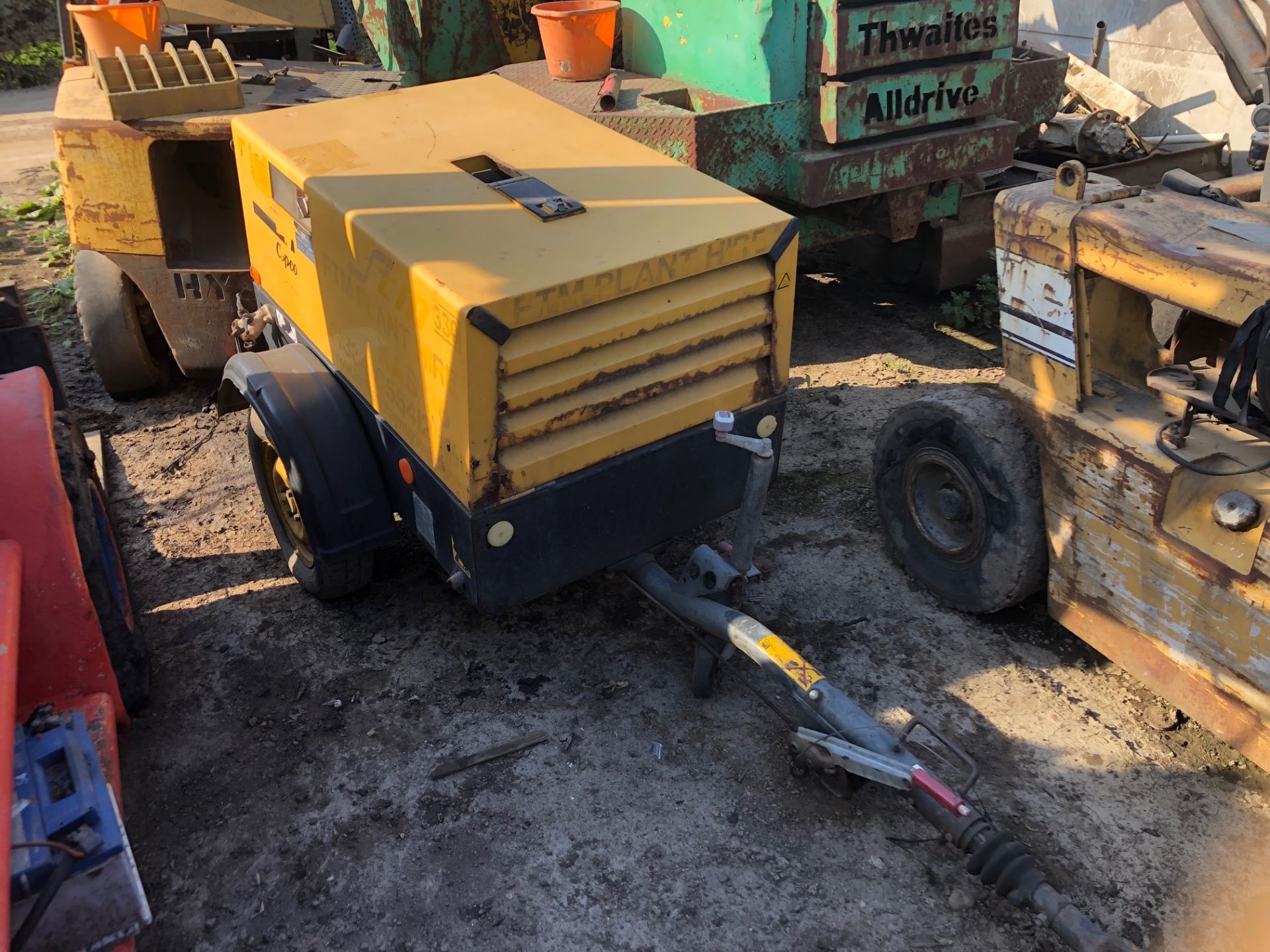 2005 ATLAS COPCO XAS36 COMPRESSOR, TOP MISSING OFF RECEIVER AS PICTURED, YANMAR ENGINE, 1400 HOURS