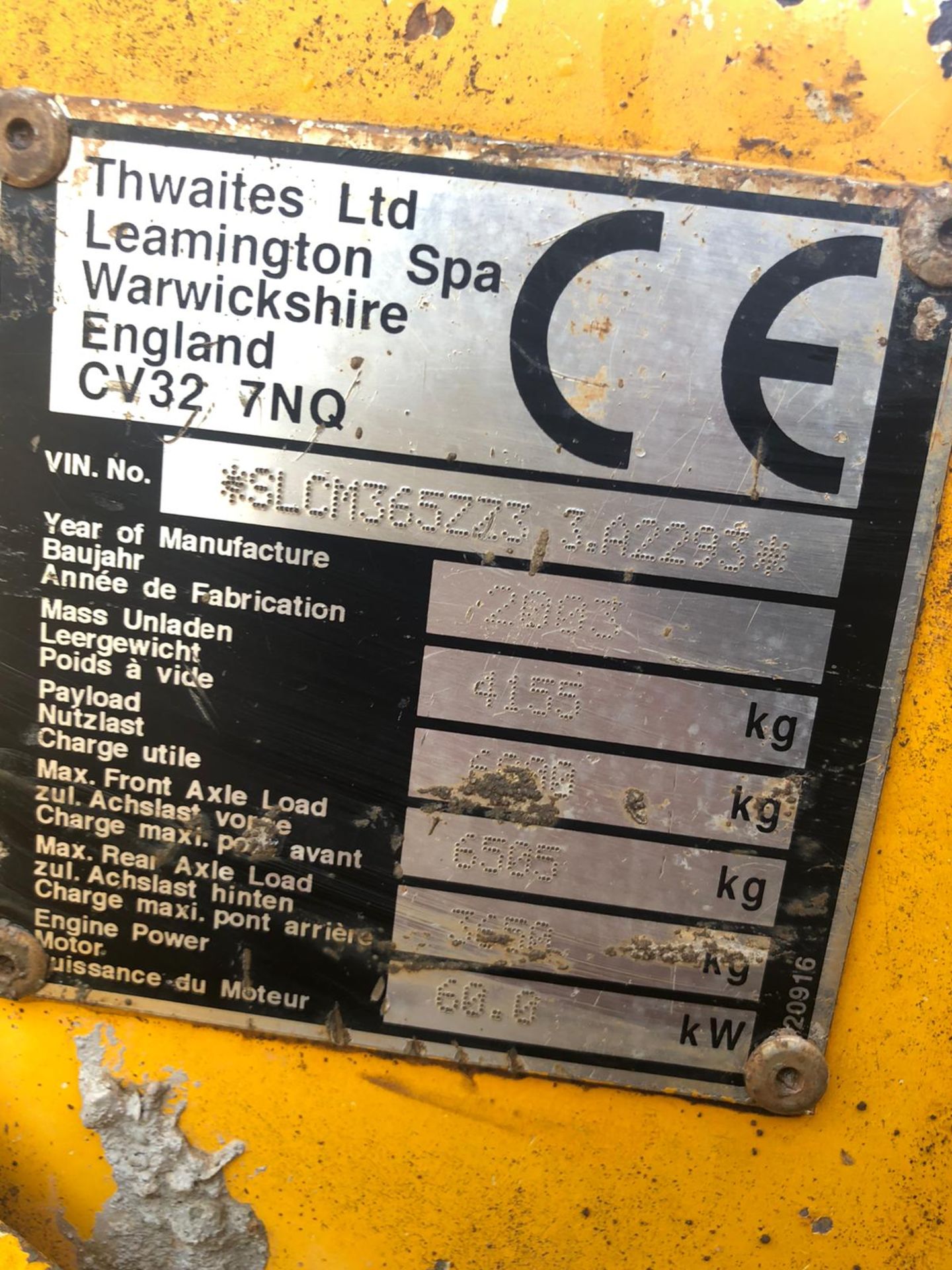 THWAITES 6 TON STRAIGHT TIP DUMPER, YEAR 2003, 4 WHEEL DRIVE, RUNS, DRIVES & TIPS *PLUS VAT* - Image 7 of 7