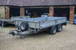 IFOR WILLIAMS 126G TWIN AXLE TRAILER, YEAR 2015, C/W REAR RAMPS, SIDES & SPARE WHEEL *PLUS VAT*