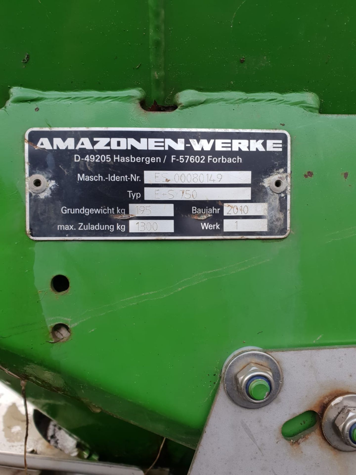 AMAZONEN-WERKE S260 SEED SPREADER, YEAR 2010, WORKING ORDER *NO VAT* - Image 3 of 6