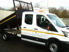 2017/17 REG FORD TRANSIT 350 CREWCAB 2LT EURO 6 130BHP 2.0 DIESEL WHITE TIPPER *PLUS VAT*