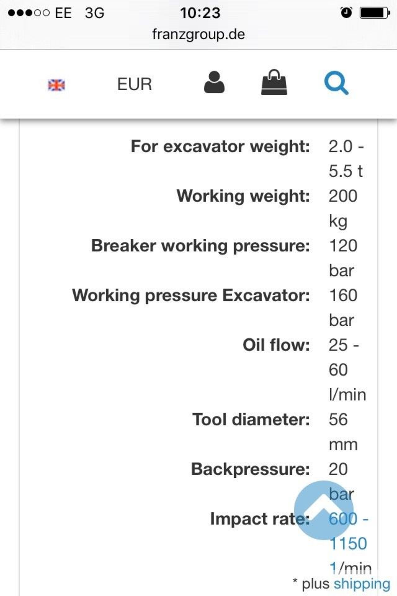 FRANZ GERMAN BUILT 3 TO 6 TON HYDRAULIC ROCK BREAKER NEW *PLUS VAT* - Image 2 of 2