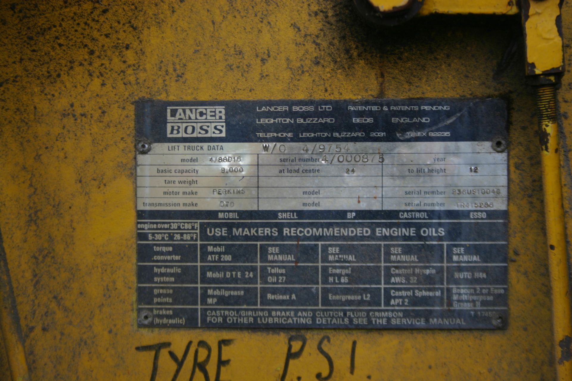 LANCER BOSS 4/88D16 FORKLIFT, FITTED WITH A PERKINS 236 4 CYLINDER DIESEL ENGINE *PLUS VAT* - Image 2 of 7