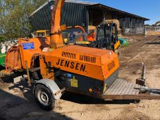 JENSEN A430 SINGLE AXLE TOW-ABLE WOOD CHIPPER, RUNS, WORKS AND CHIPS, SHOWING 2769 HOURS *PLUS VAT*