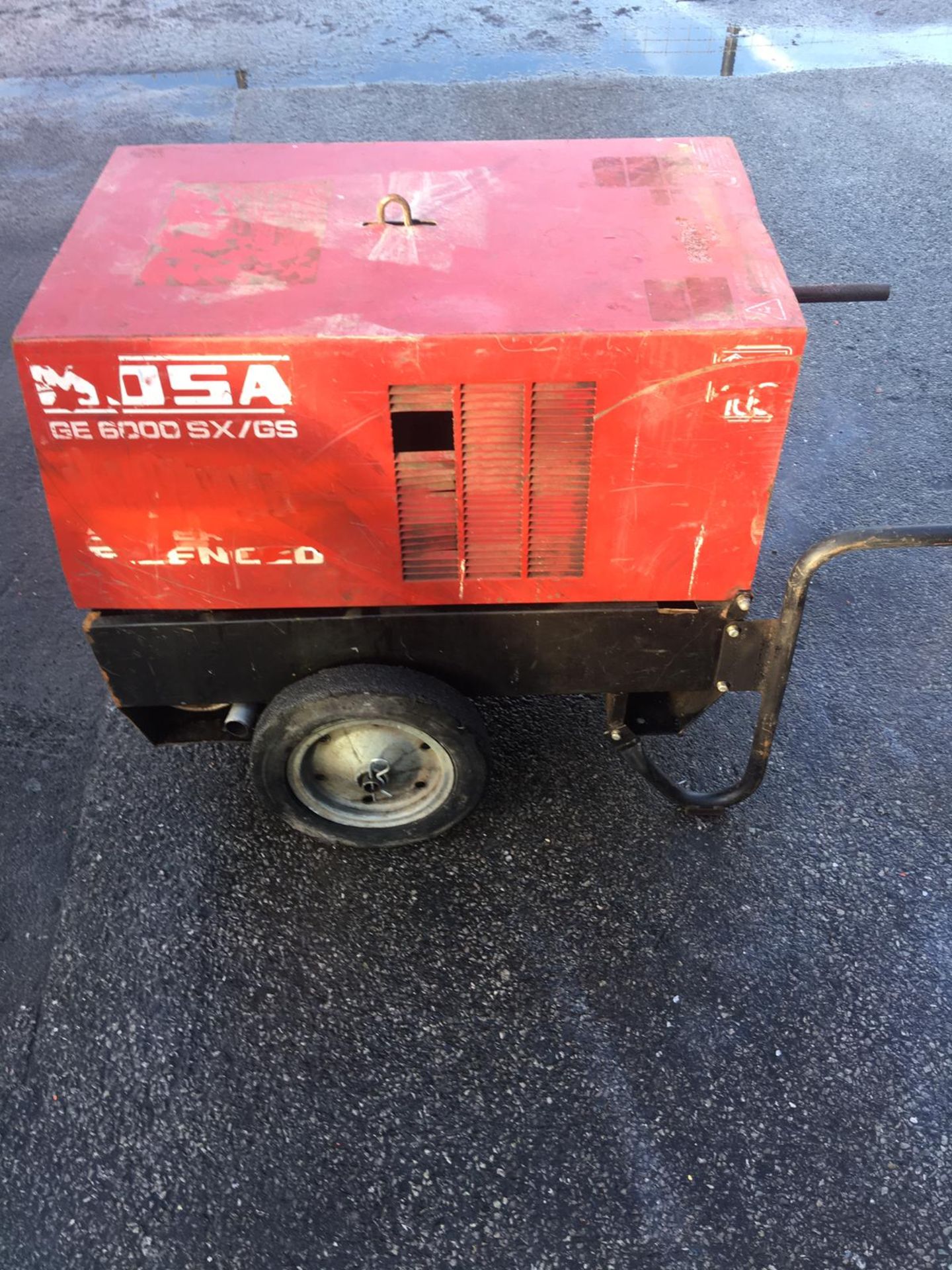 MOSA GE 6000 SX/GS SUPER SILENCED WHEELED GENERATOR, 6 KVA, 3000 RPM, 50 Hz, RUNS AND WORKS *NO VAT*