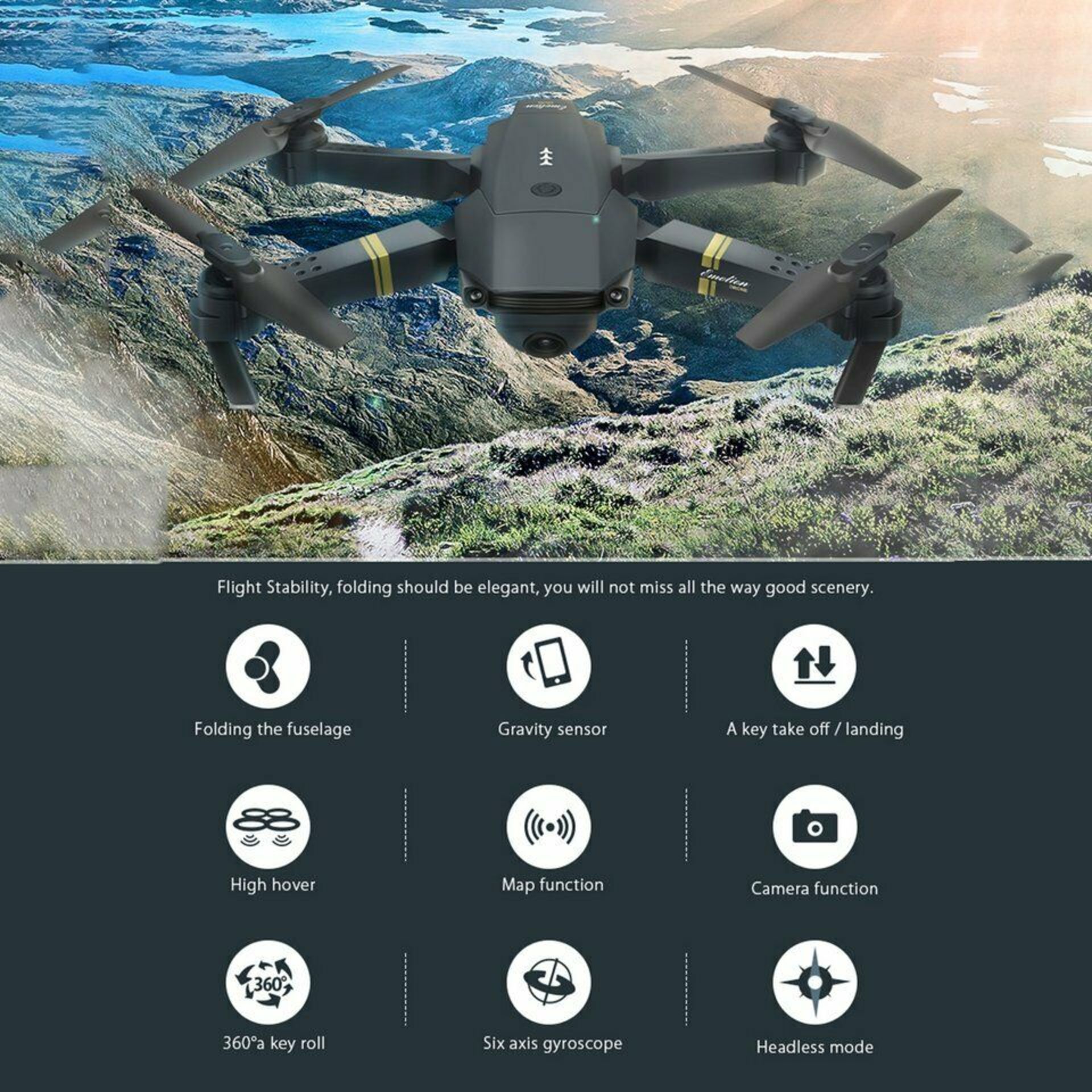 NEW & UNUSED DRONE X PRO WIFI FPV 1080P HD CAMERA FOLDABLE RC QUADCOPTER + BAG *PLUS VAT* - Image 2 of 12