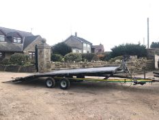 INDESPENSION TWIN AXLE BEAVER-TAIL TILT BED TRAILER, 16FT LONG BED WITH WINCH *NO VAT*