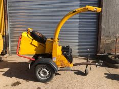 NTECH / TIMBERWOLF TOWABLE SINGLE AXLE WOOD CHIPPER, RUNS, CHIPS AND STRESS CONTROL, WORKING ORDER
