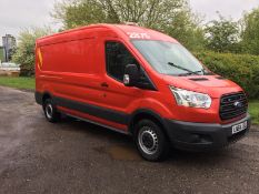 2014/64 REG FORD TRANSIT 350 SHR P/V 2.2 DIESEL 125 BHP RED PANEL VAN, SHOWING 0 FORMER KEEPERS