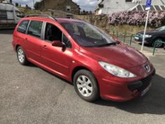 2005/55 REG PEUGEOT 307 S HDI 1.6 DIESEL RED ESTATE, SHOWING 3 FORMER KEEPERS *NO VAT*