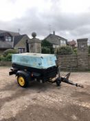 2005 ATLAS COPCO XAS 47 SINGLE AXLE AIR COMPRESSOR, RUNS, WORKS, MAKES AIR, 3 CYLINDER DEUTZ ENGINE