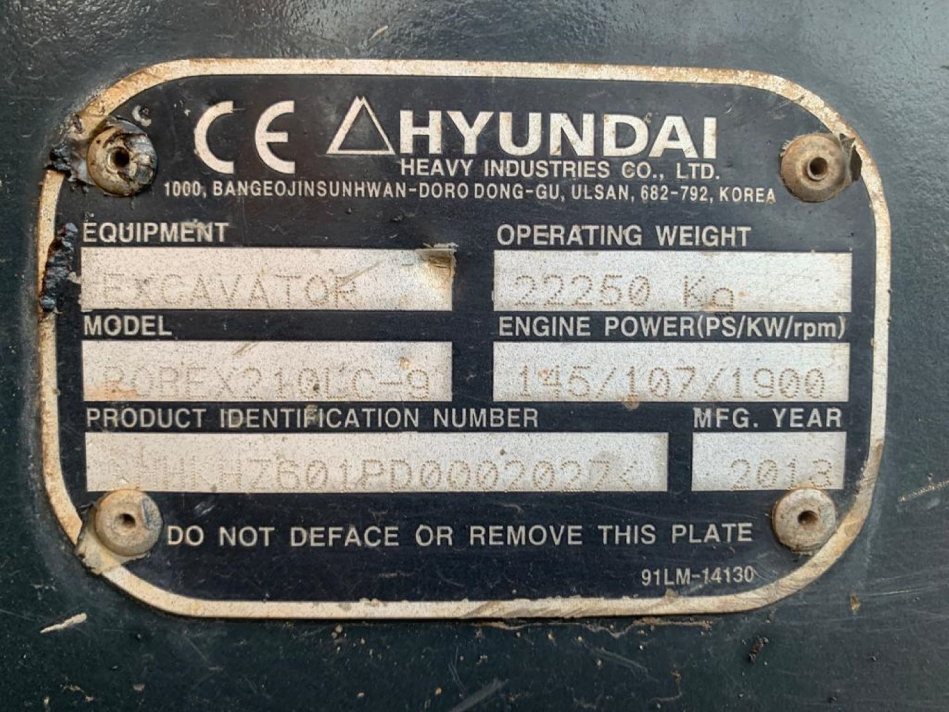 HYUNDAI ROBEX 210 LC-9 STEEL TRACKED CRAWLER DIGGER / EXCAVATOR, YEAR 2013, AIR CON *PLUS VAT* - Image 14 of 14