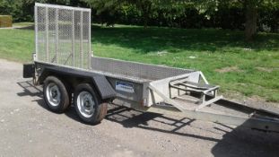 INDESPENSION TWIN AXLE TOW-ABLE PLANT TRAILER, 4 X EXCELLENT TYRES, TOWS WELL, 1400KG EACH AXLE
